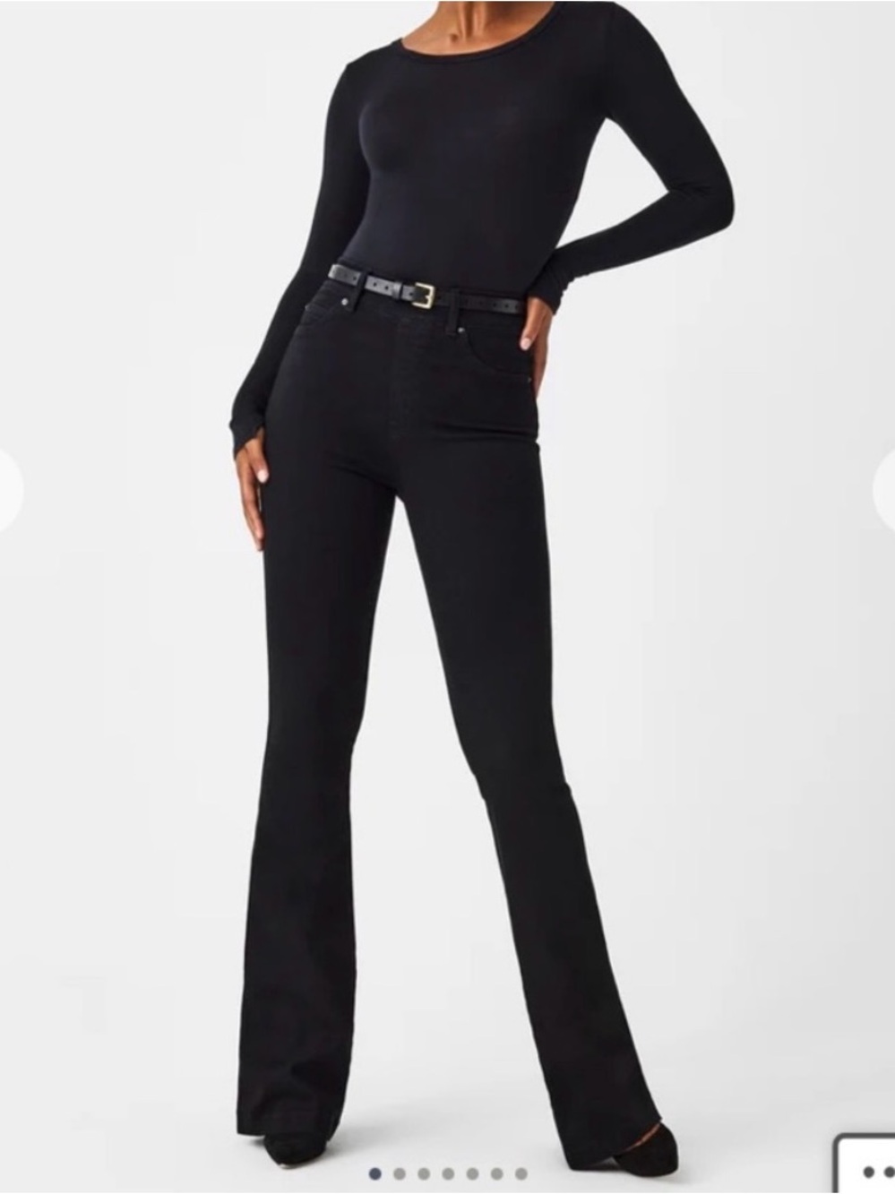 SPANX Everywhere Flare Pull-on Stretch Jeans in Clean Black.